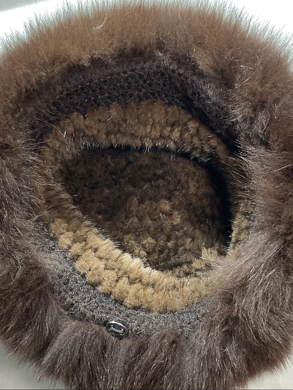 Source Unknown Dark Brown Plush Faux Fur Hat